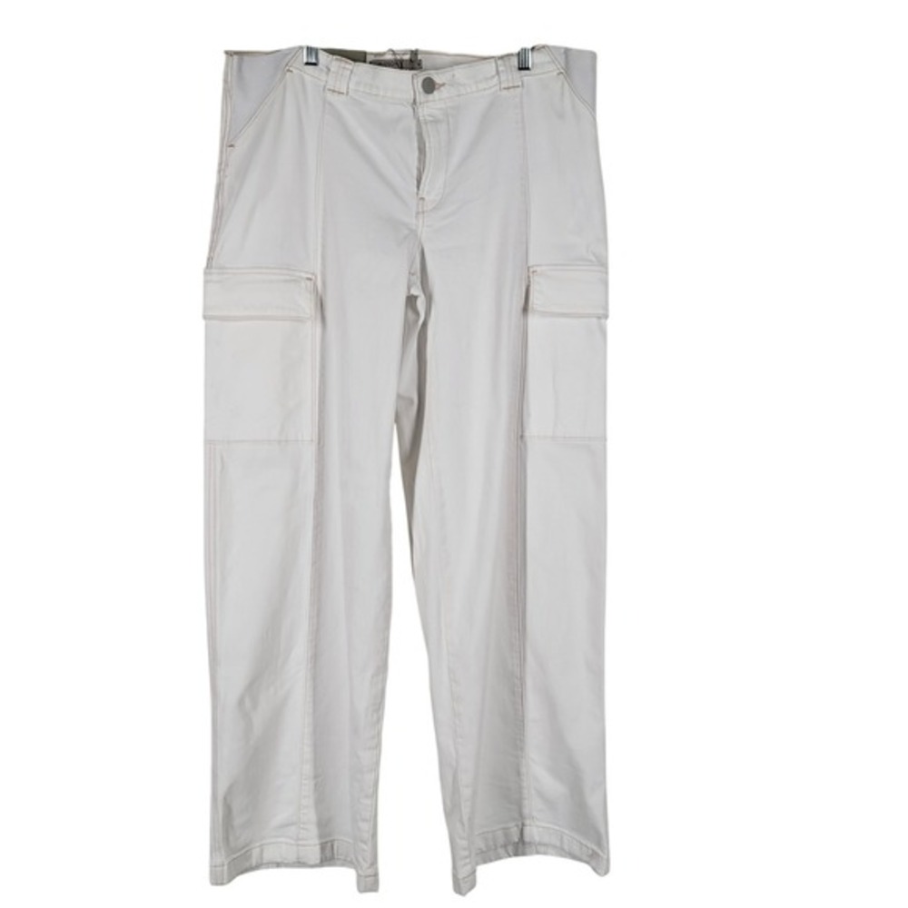 HUDSON Jeans Utility Wide Leg Cargo Maternity Pants White‎ Size 31x32